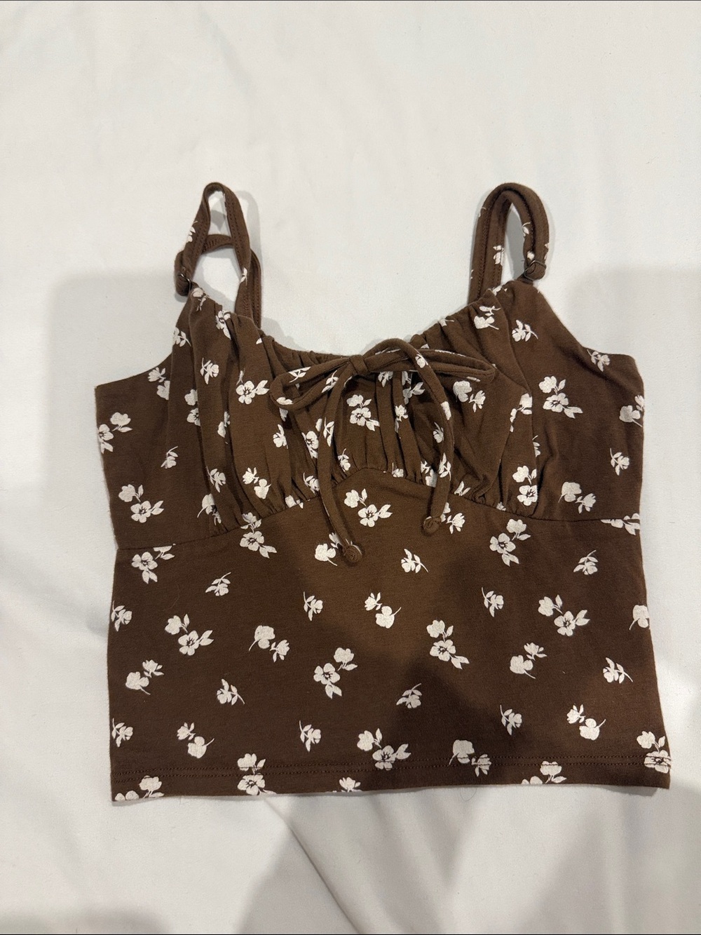Hollister Brown Floral Tie-Front Cami